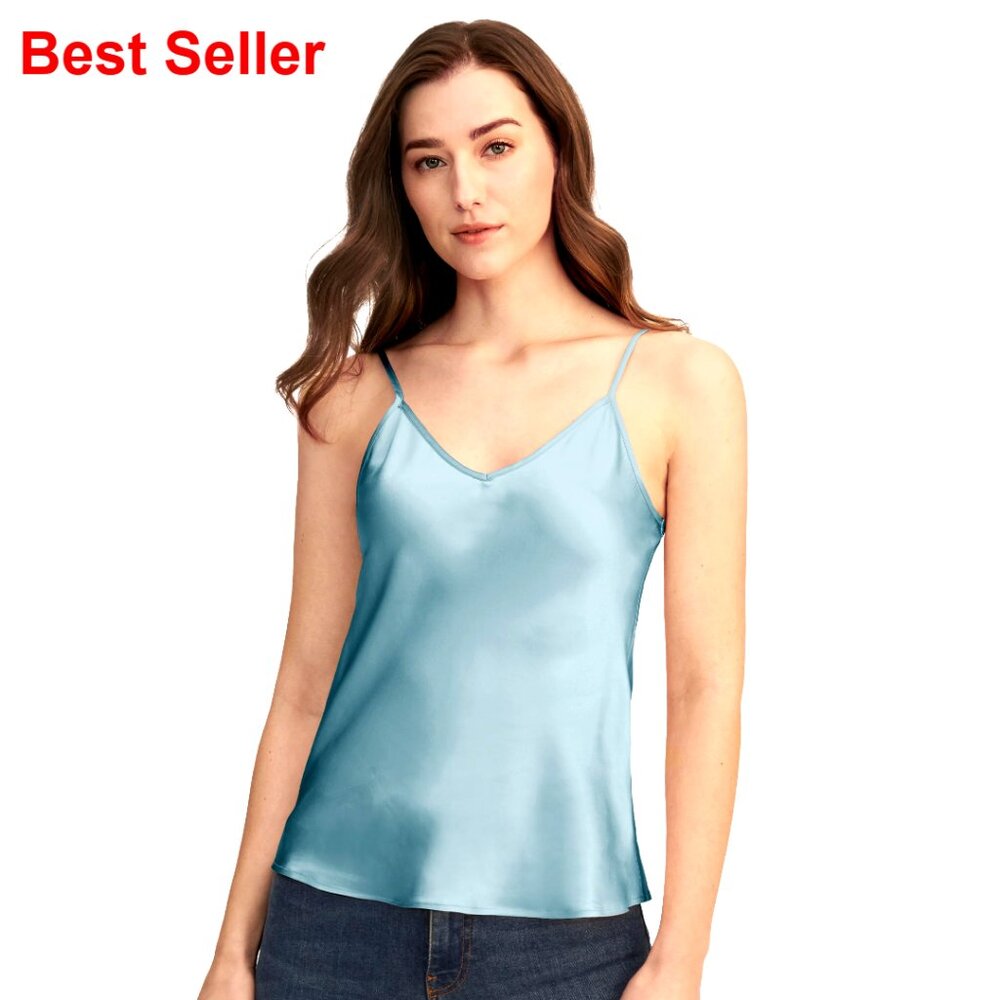 100% Mulberry Silk Camisole Tank Top Loose Fit Summer Casual